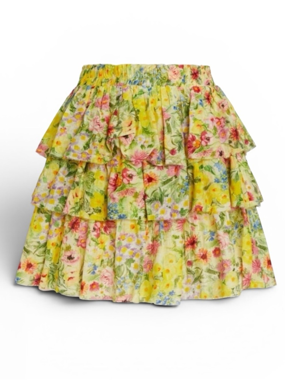 LoveShackFancy Brynlee Skirt In Rainbow Skies Floral Tiered Mini Skirt - Picture 3 of 6